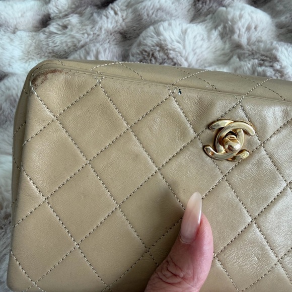 CHANEL Beige Mini Quilted Crossbody Bag - Picture 15 of 17